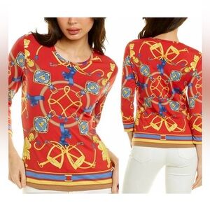 J. McLaughlin Catalina Cloth Signature Tee Equestrian - Large